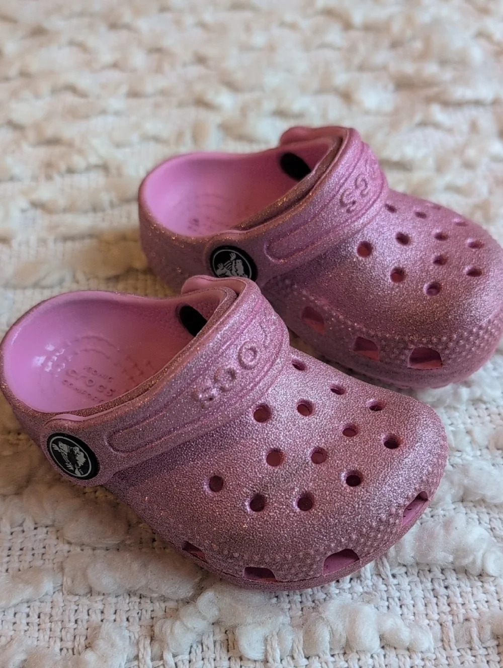 CROCS Girls Baby Toddler 4 Sparkle Glitter Clog Light Pink Water Summer Sandal